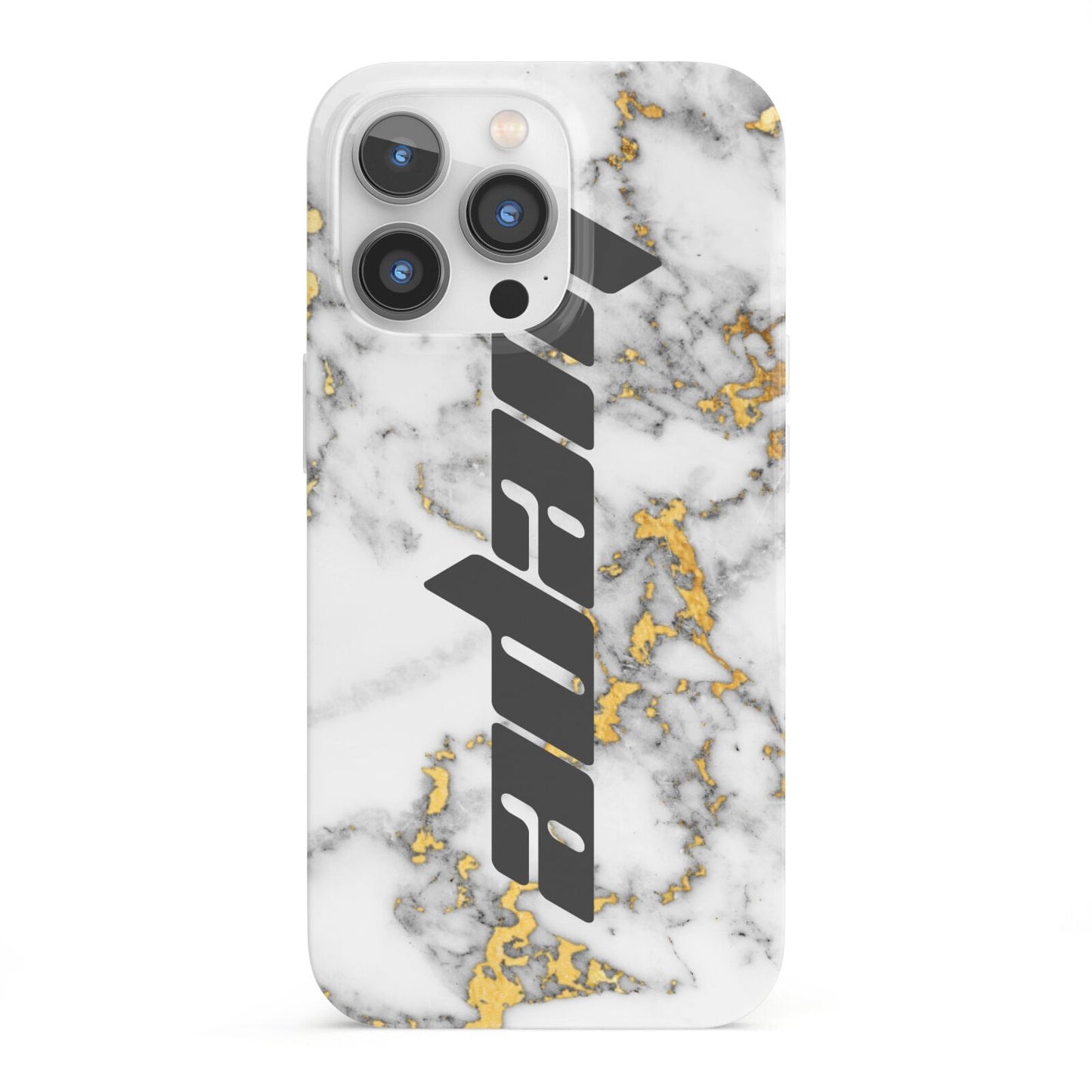 Personalised White Gold Marble Name iPhone 13 Pro Full Wrap 3D Snap Case