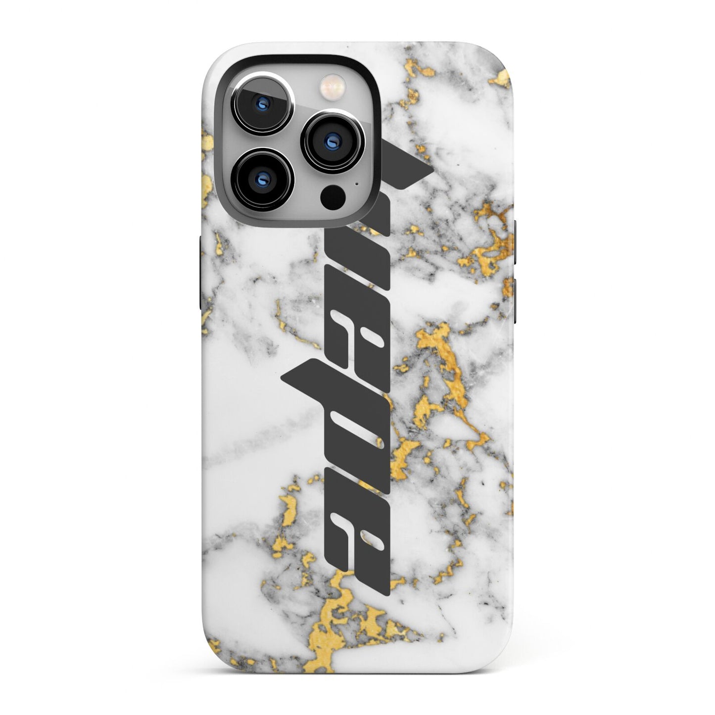 Personalised White Gold Marble Name iPhone 13 Pro Full Wrap 3D Tough Case