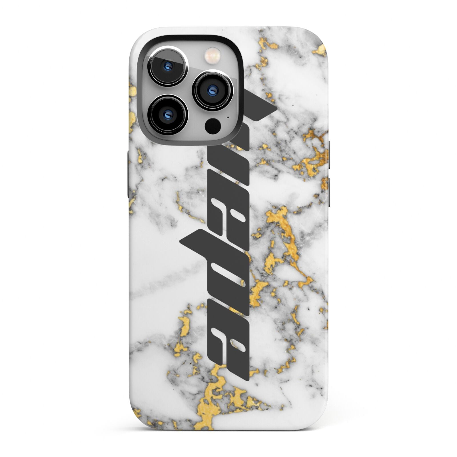 Personalised White Gold Marble Name iPhone 13 Pro Full Wrap 3D Tough Case