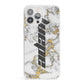 Personalised White Gold Marble Name iPhone 13 Pro Max Clear Bumper Case