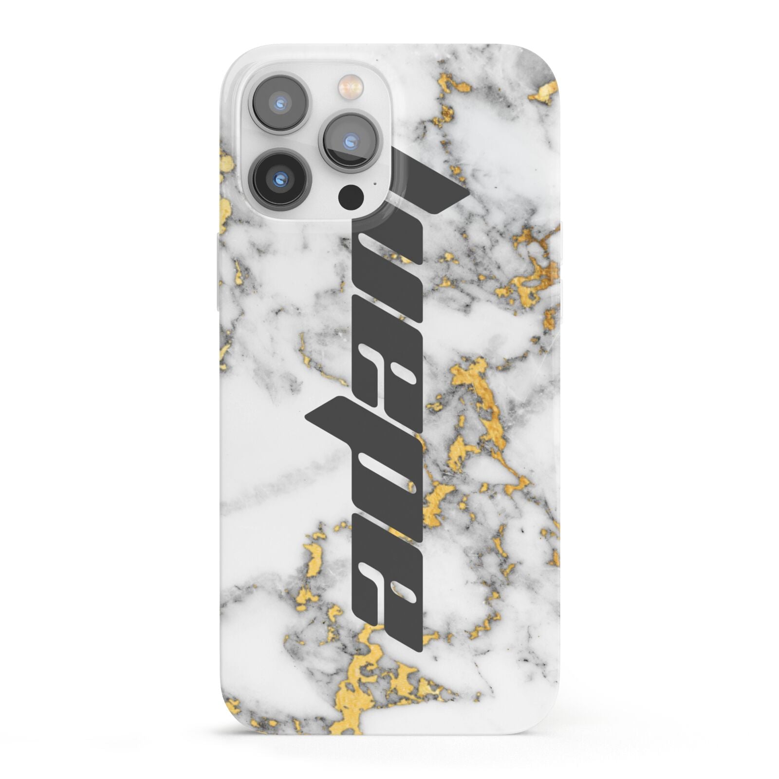 Personalised White Gold Marble Name iPhone 13 Pro Max Full Wrap 3D Snap Case