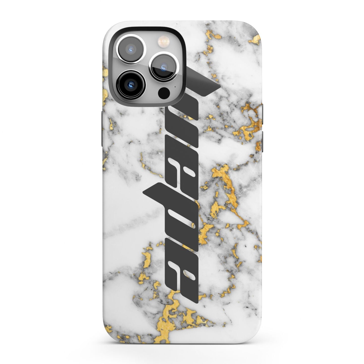 Personalised White Gold Marble Name iPhone 13 Pro Max Full Wrap 3D Tough Case