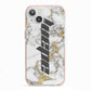 Personalised White Gold Marble Name iPhone 13 TPU Impact Case with Pink Edges