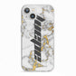 Personalised White Gold Marble Name iPhone 13 TPU Impact Case with White Edges