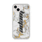 Personalised White Gold Marble Name iPhone 14 Plus Clear Tough Case Starlight
