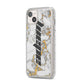 Personalised White Gold Marble Name iPhone 14 Plus Glitter Tough Case Starlight Angled Image
