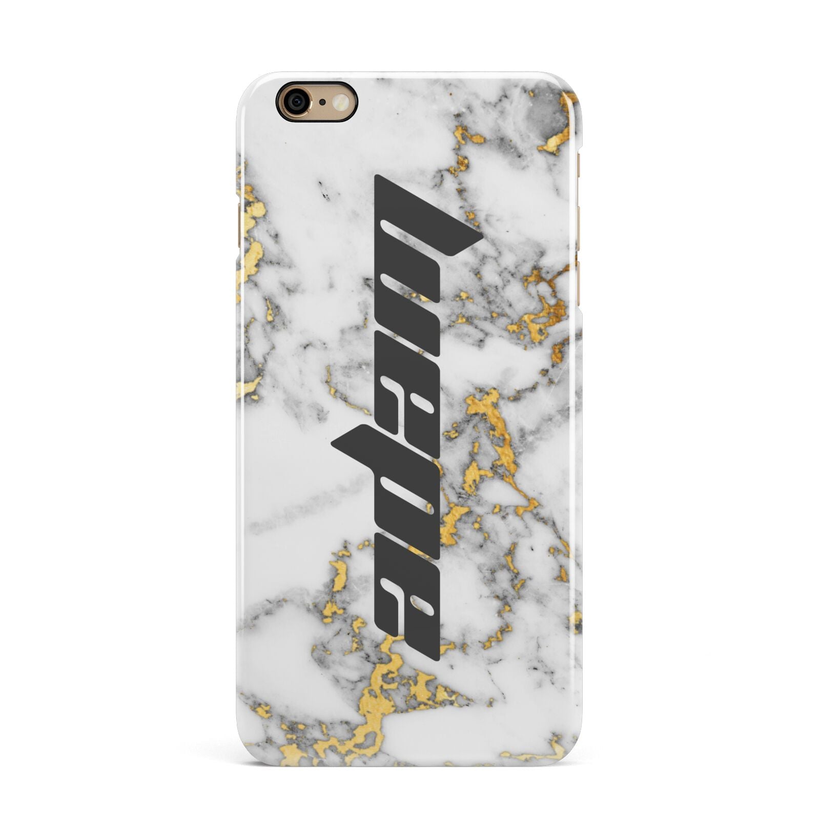Personalised White Gold Marble Name iPhone 6 Plus 3D Snap Case on Gold Phone