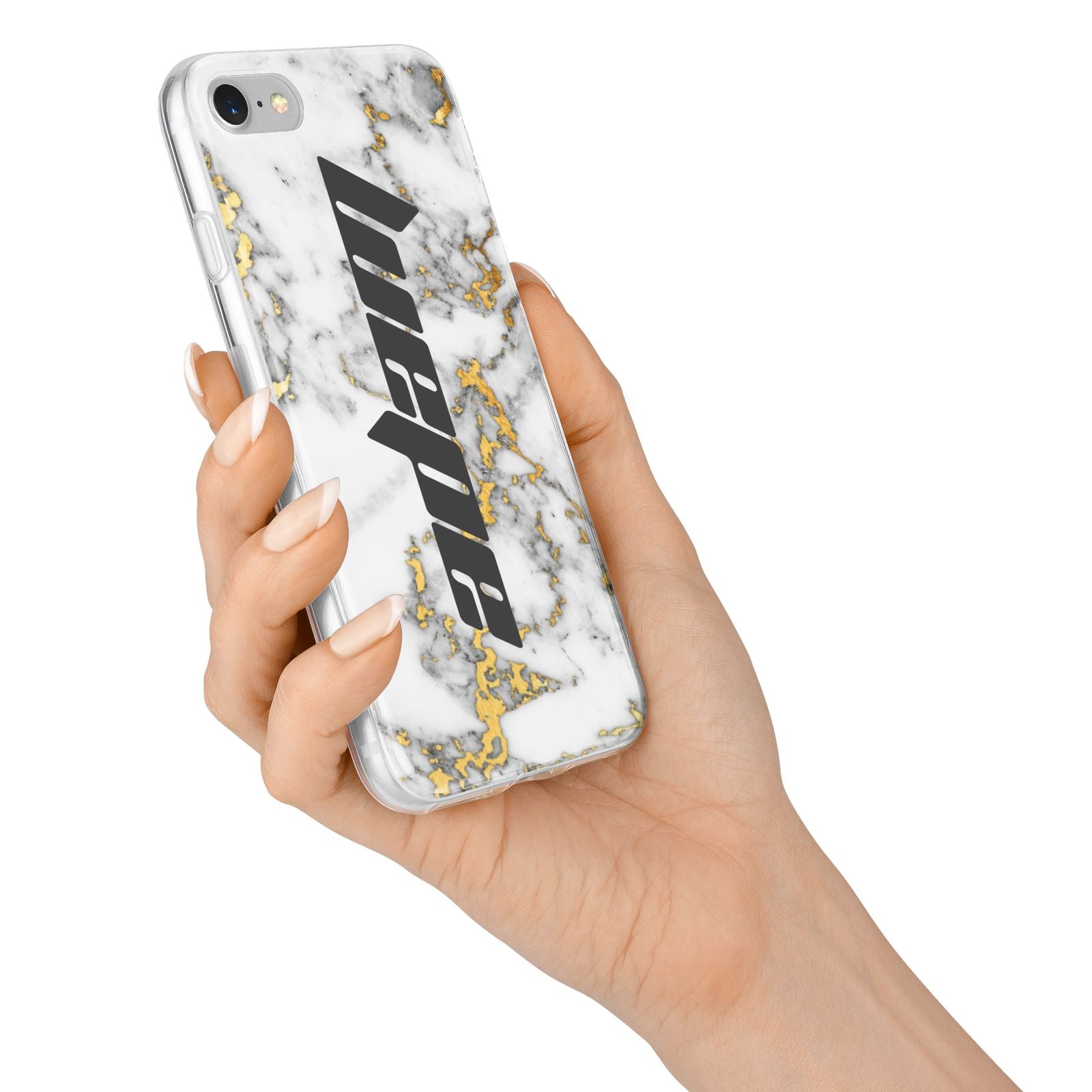 Personalised White Gold Marble Name iPhone 7 Bumper Case on Silver iPhone Alternative Image