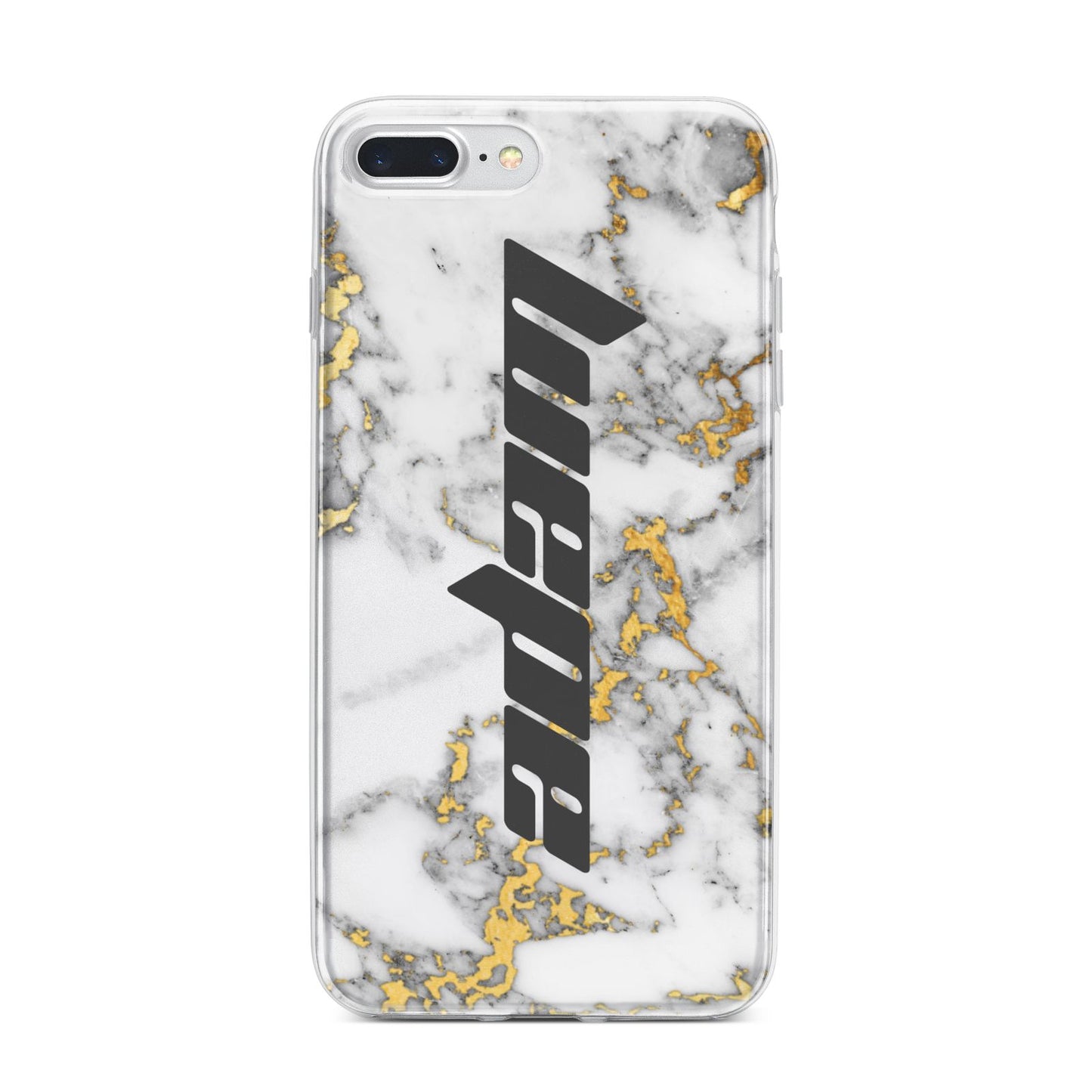 Personalised White Gold Marble Name iPhone 7 Plus Bumper Case on Silver iPhone