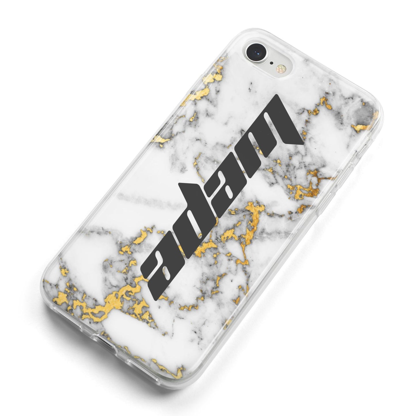 Personalised White Gold Marble Name iPhone 8 Bumper Case on Silver iPhone Alternative Image