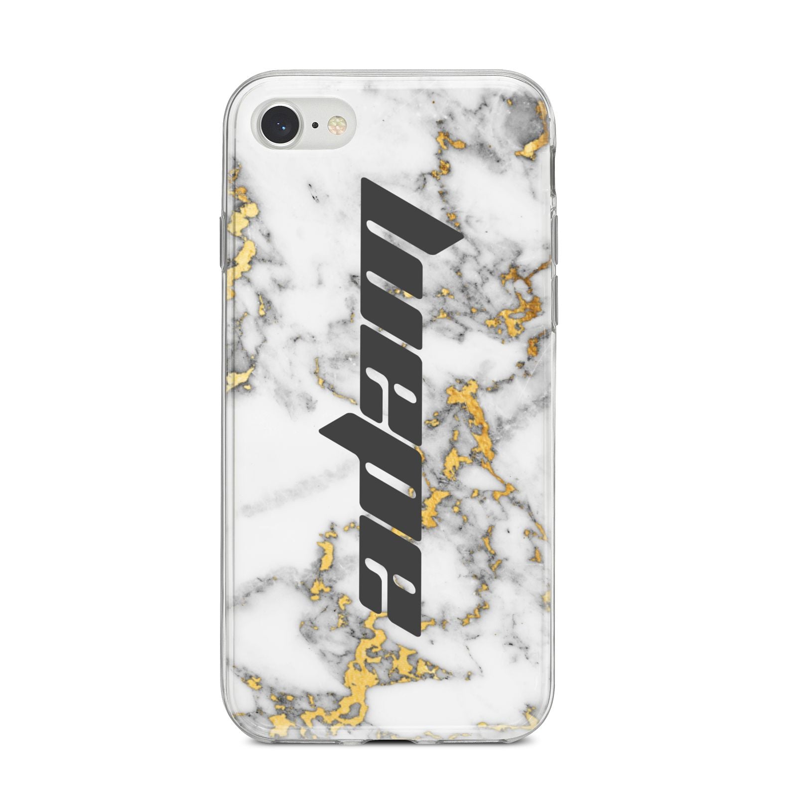 Personalised White Gold Marble Name iPhone 8 Bumper Case on Silver iPhone