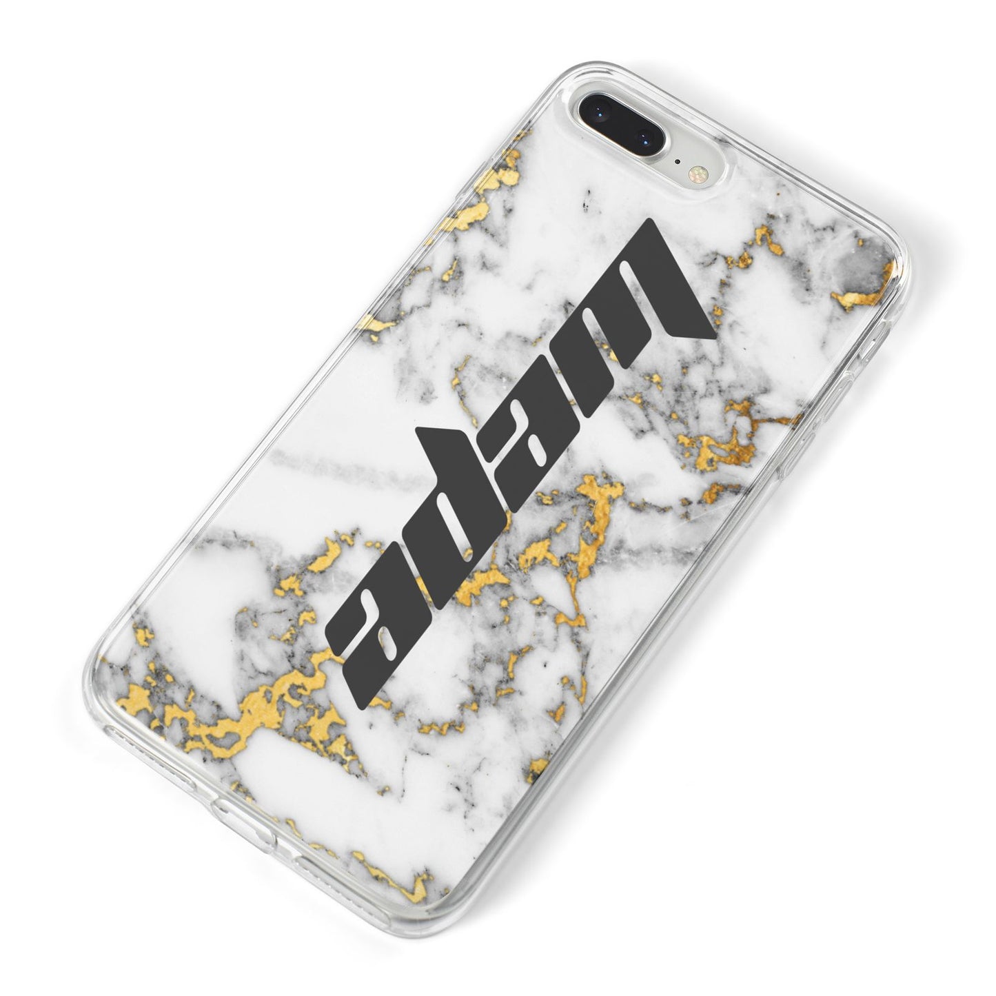 Personalised White Gold Marble Name iPhone 8 Plus Bumper Case on Silver iPhone Alternative Image