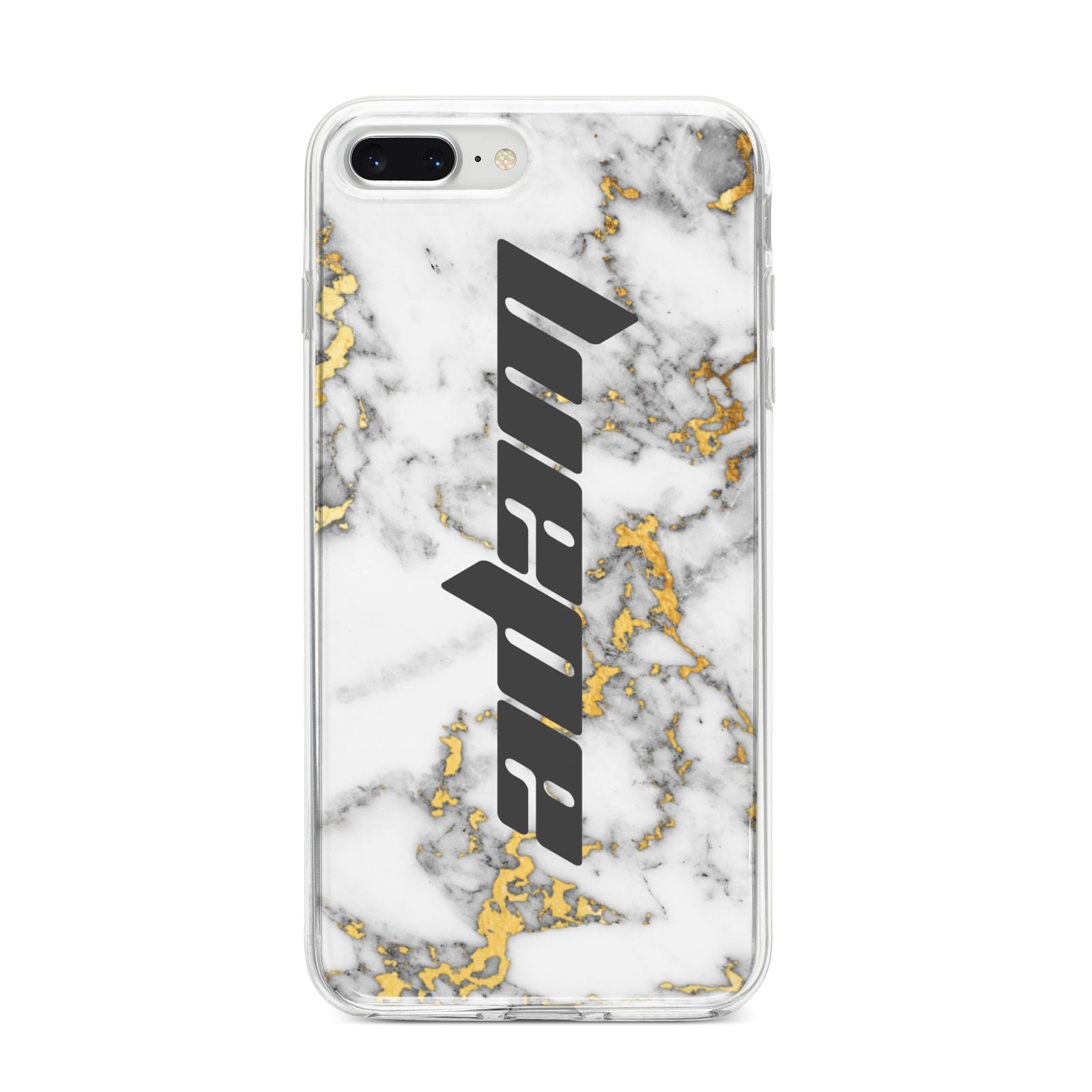 Personalised White Gold Marble Name iPhone 8 Plus Bumper Case on Silver iPhone