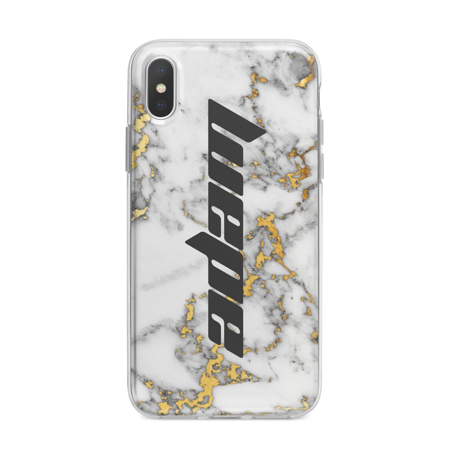 Personalised White Gold Marble Name iPhone X Bumper Case on Silver iPhone Alternative Image 1