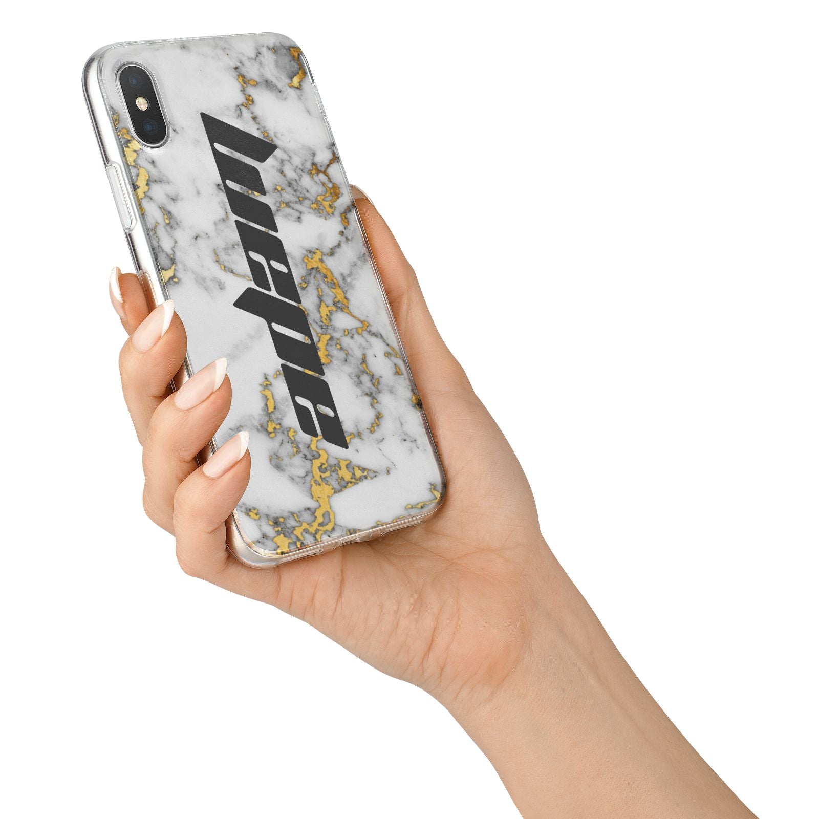 Personalised White Gold Marble Name iPhone X Bumper Case on Silver iPhone Alternative Image 2