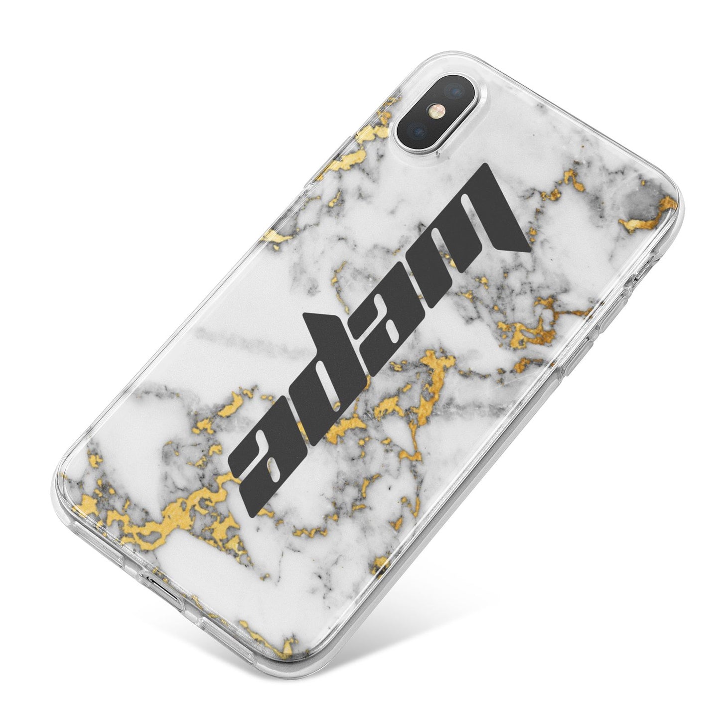 Personalised White Gold Marble Name iPhone X Bumper Case on Silver iPhone