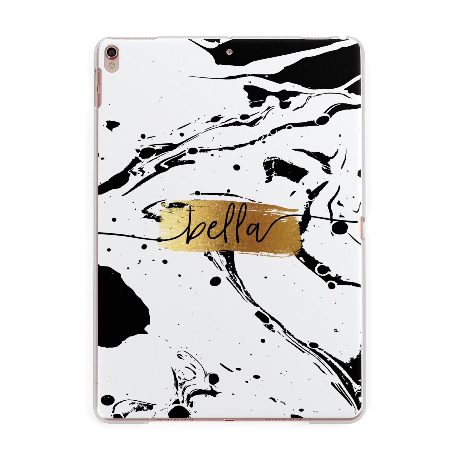 Personalised White Gold Swirl Marble Apple iPad Rose Gold Case