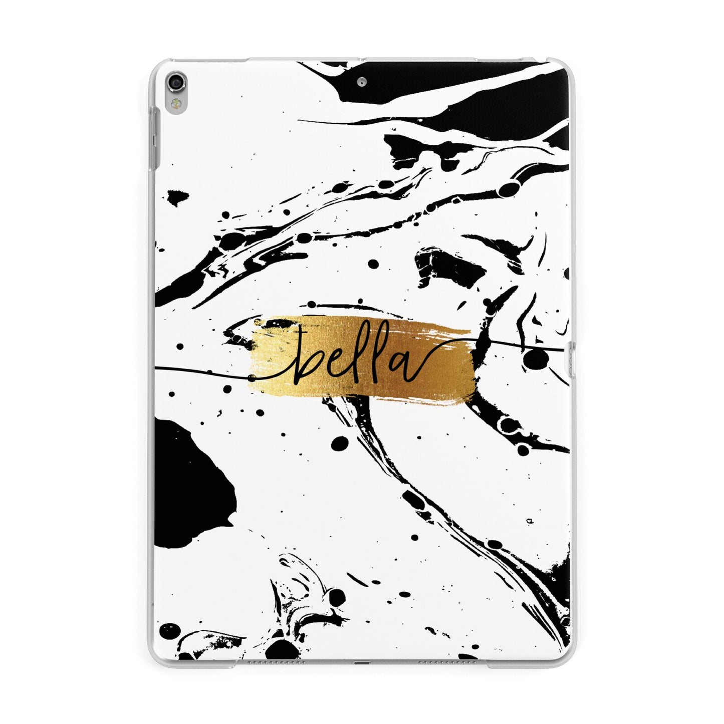 Personalised White Gold Swirl Marble Apple iPad Silver Case