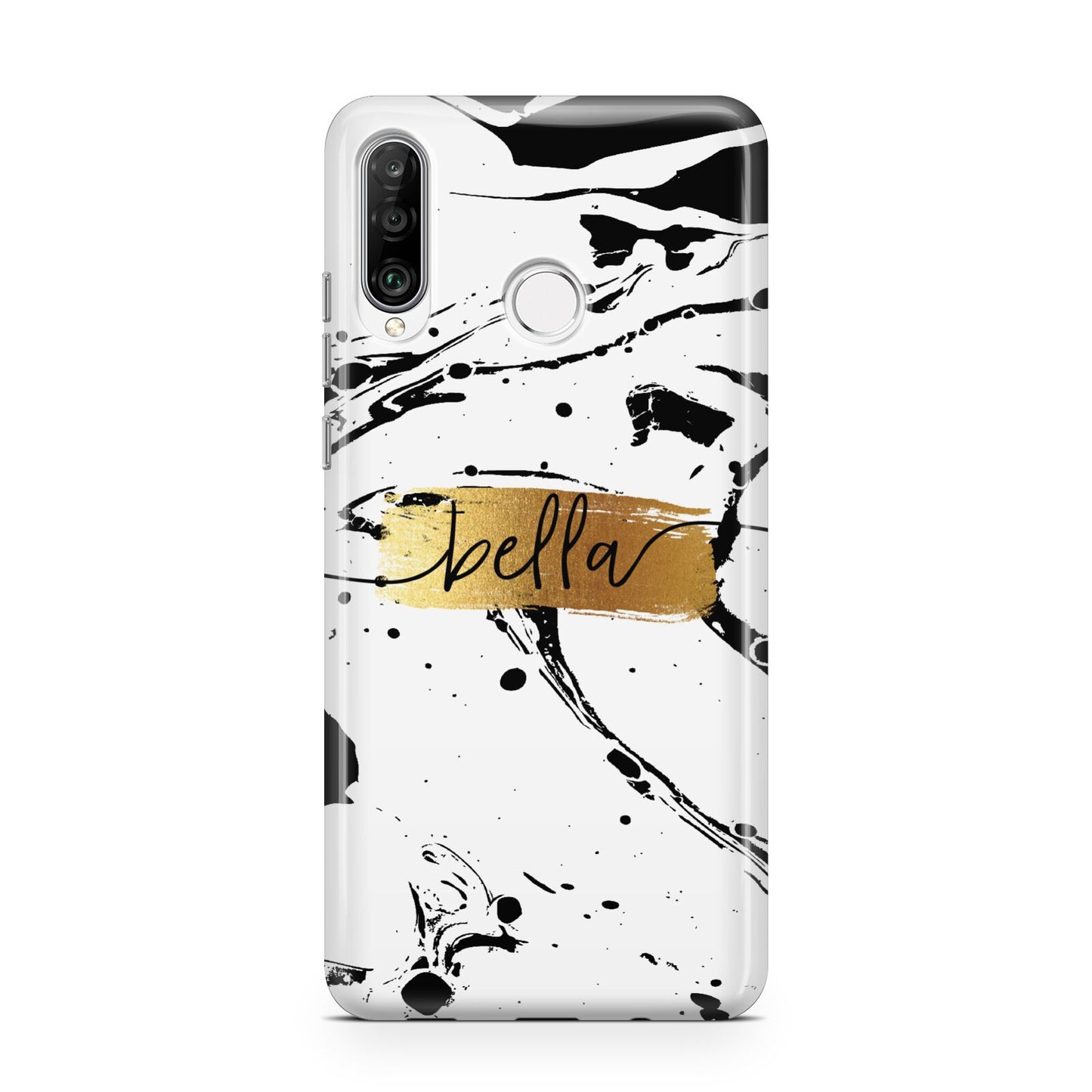 Personalised White Gold Swirl Marble Huawei P30 Lite Phone Case