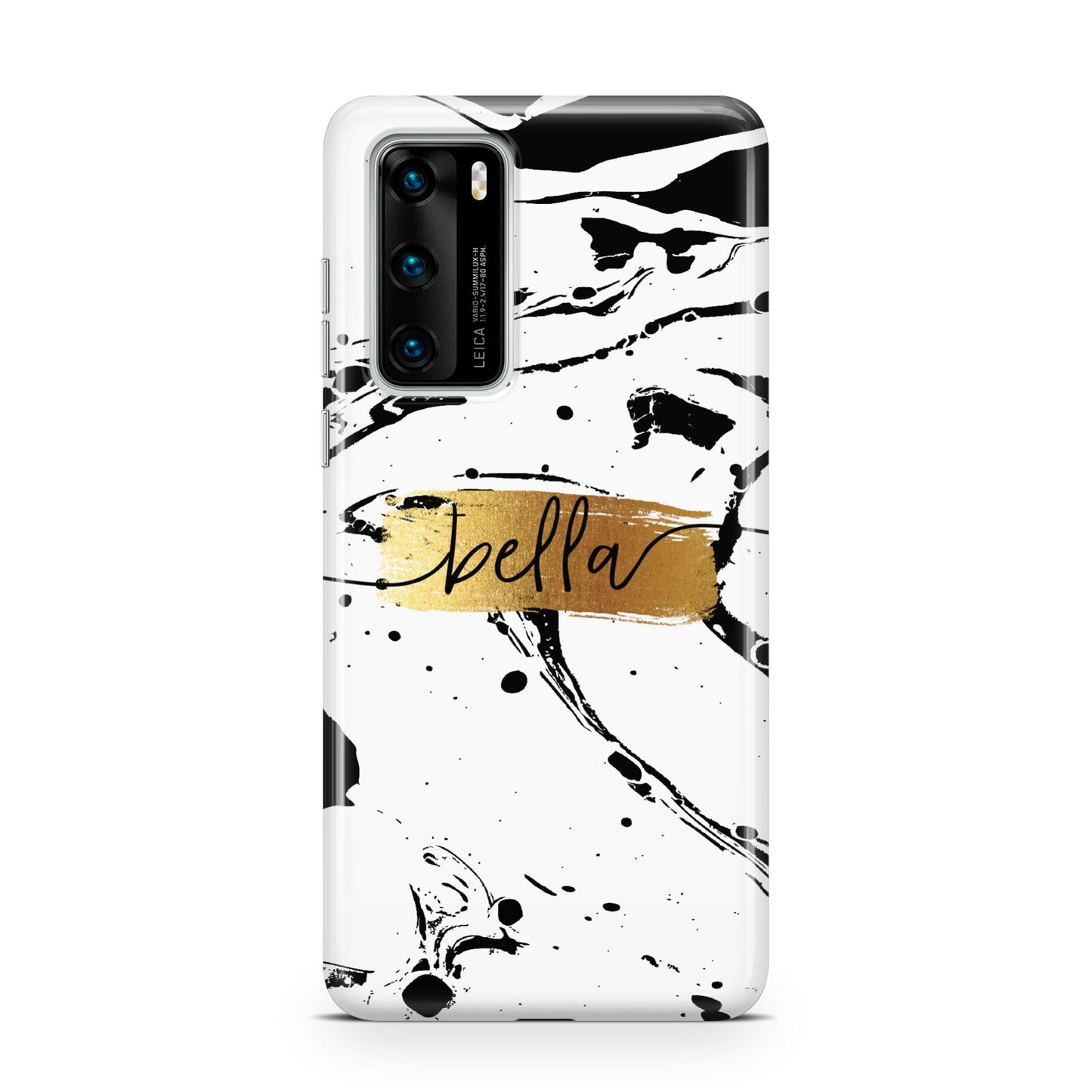 Personalised White Gold Swirl Marble Huawei P40 Phone Case