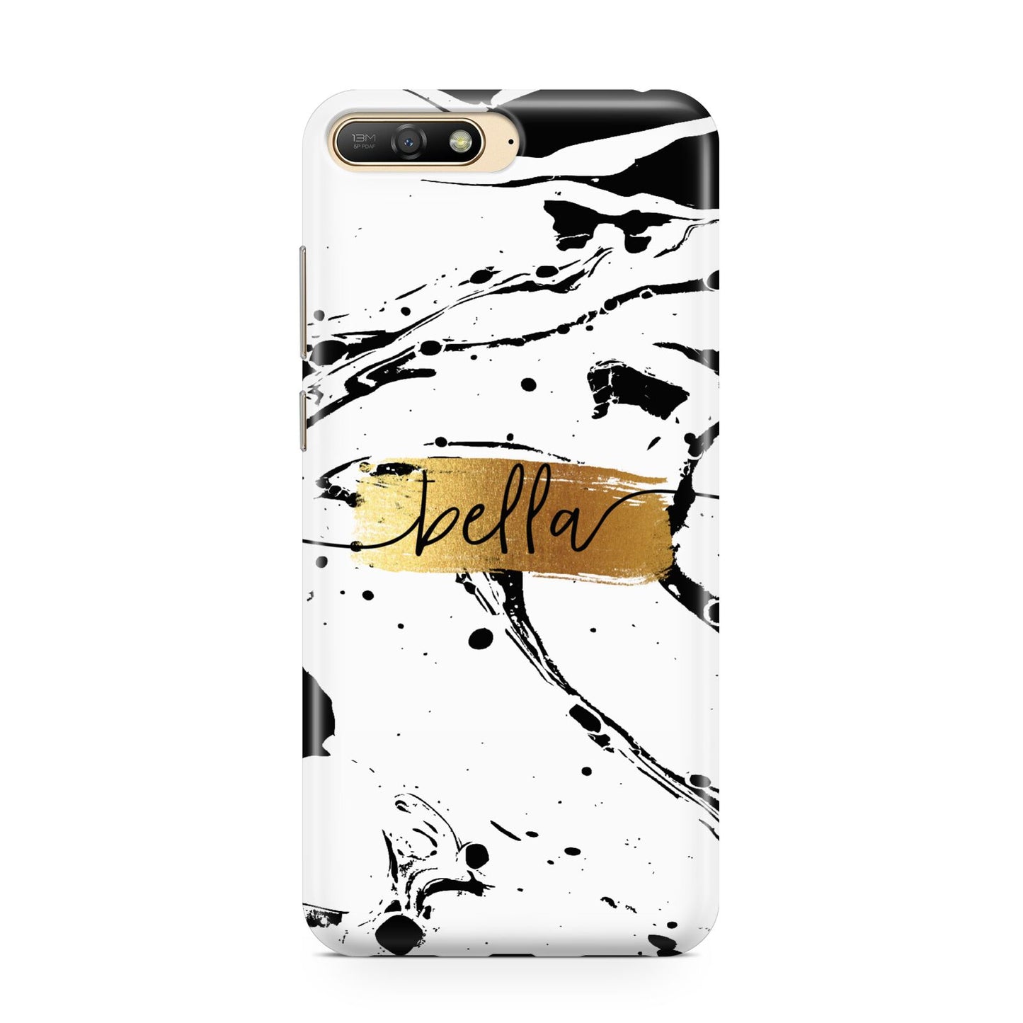 Personalised White Gold Swirl Marble Huawei Y6 2018