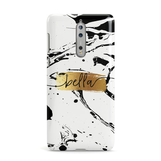 Personalised White Gold Swirl Marble Nokia Case