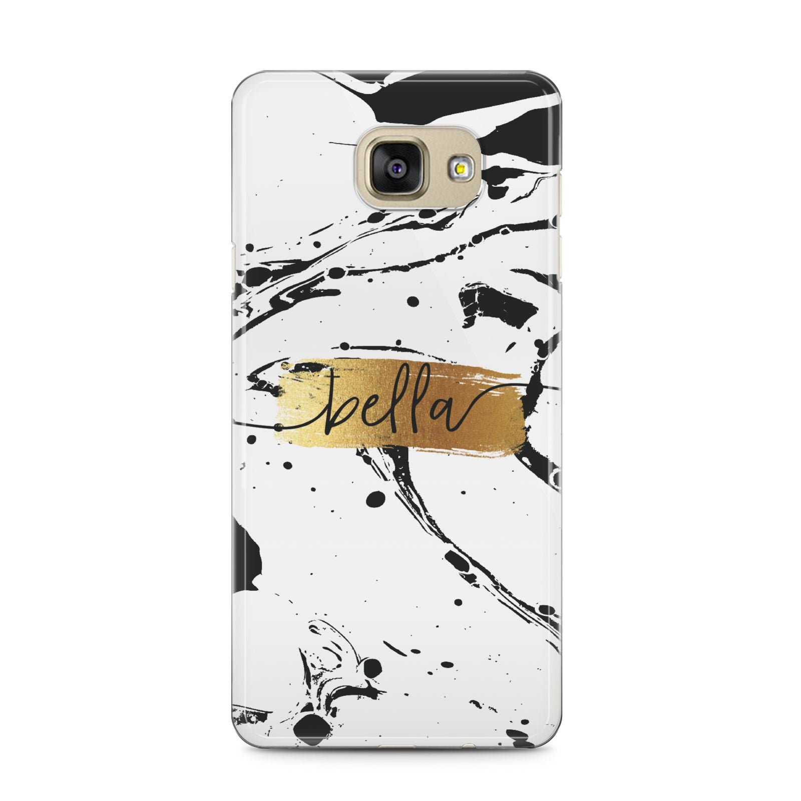 Personalised White Gold Swirl Marble Samsung Galaxy A5 2016 Case on gold phone