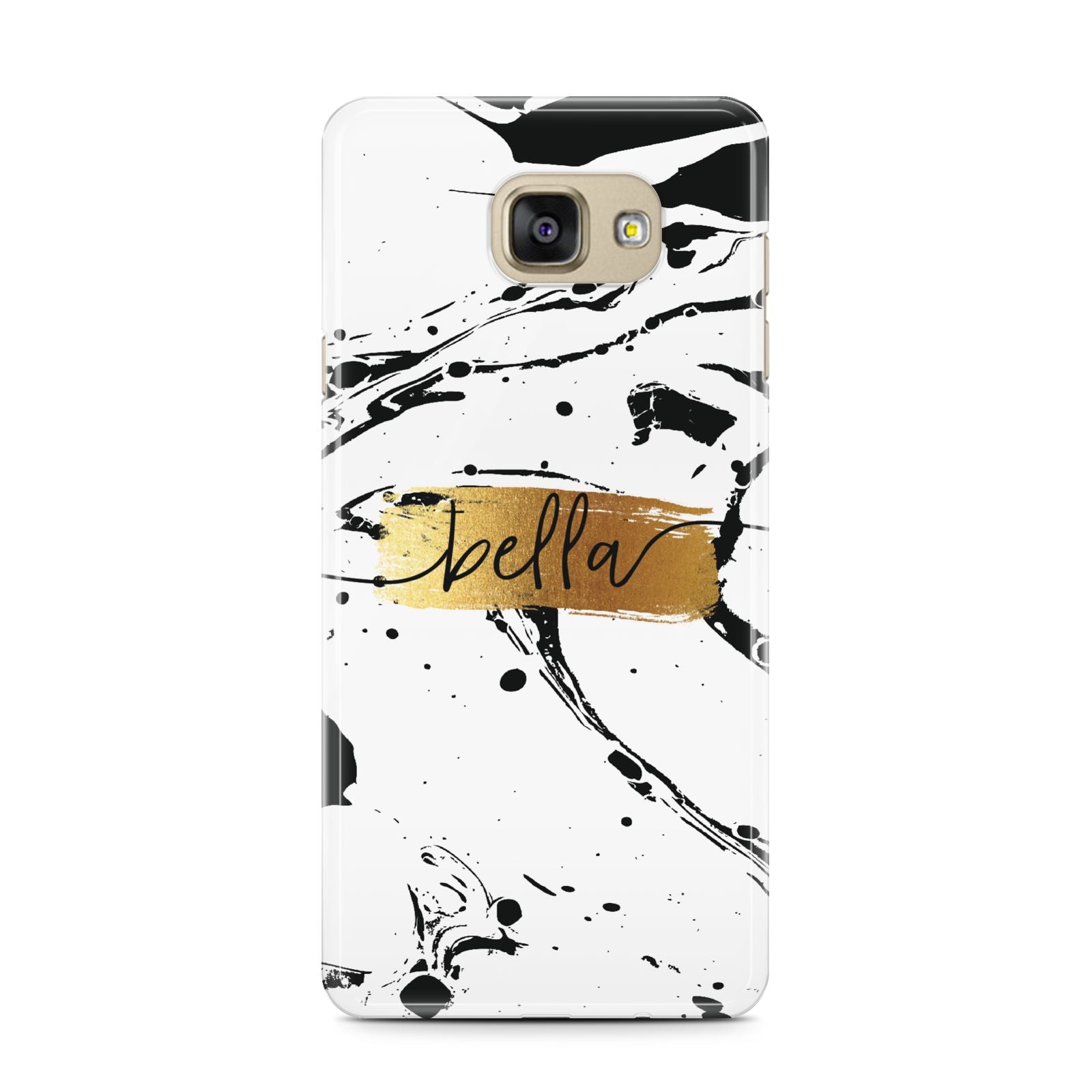 Personalised White Gold Swirl Marble Samsung Galaxy A7 2016 Case on gold phone