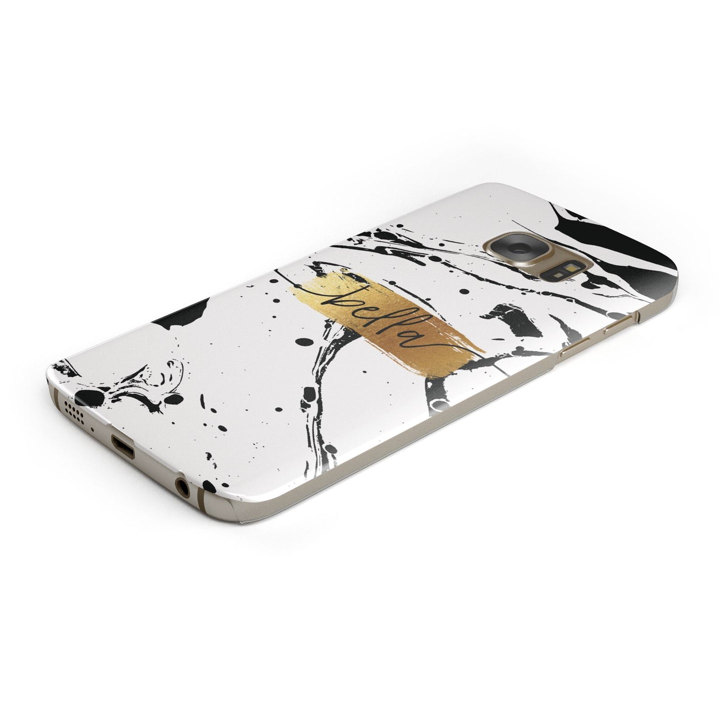 Personalised White Gold Swirl Marble Samsung Galaxy Case Bottom Cutout