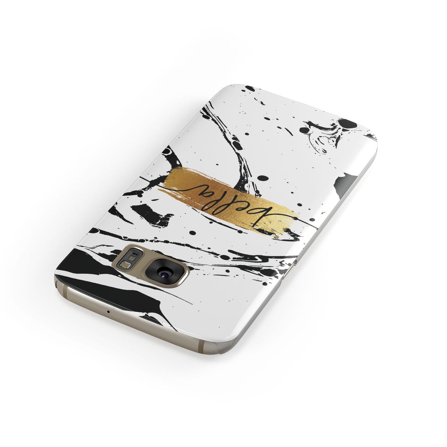 Personalised White Gold Swirl Marble Samsung Galaxy Case Front Close Up