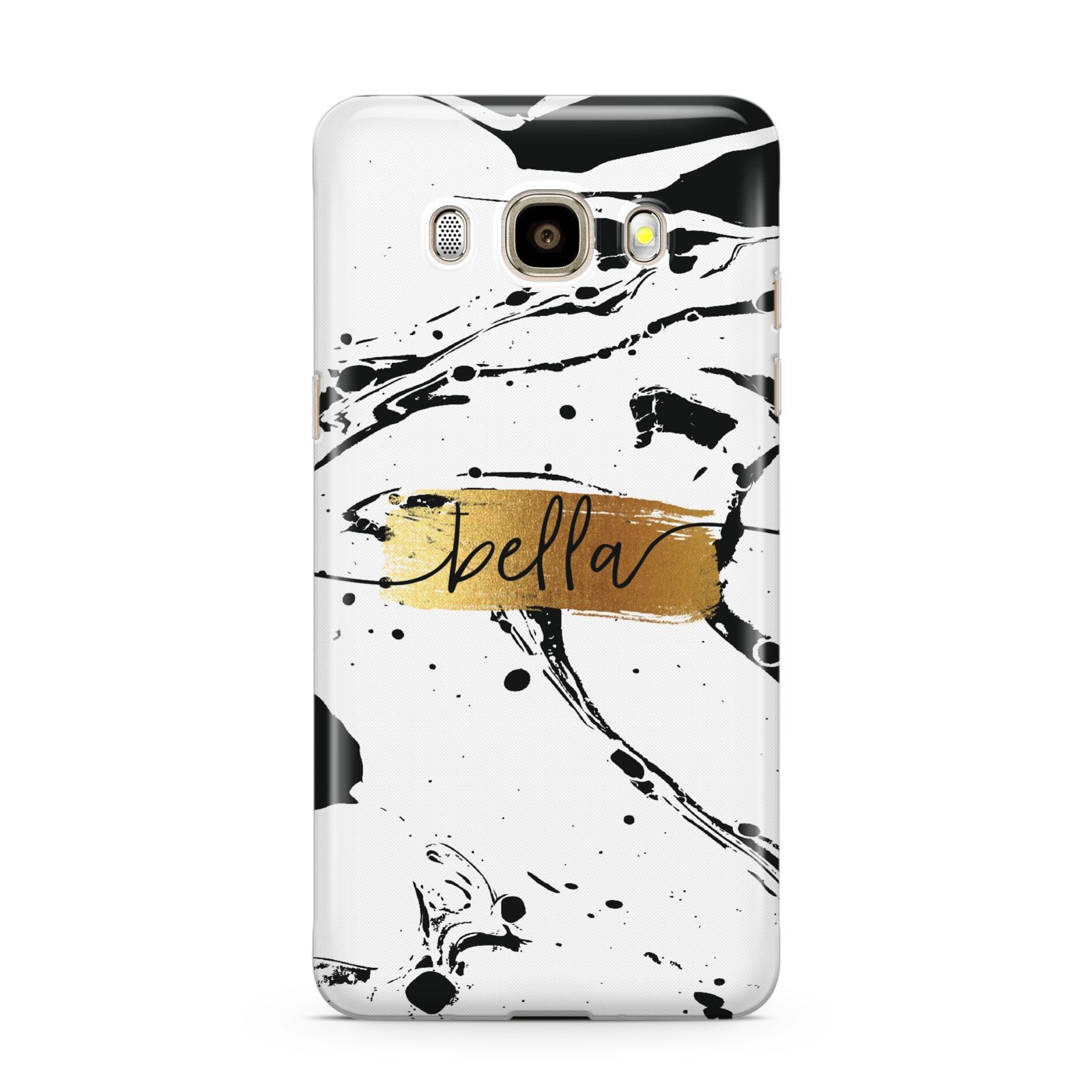 Personalised White Gold Swirl Marble Samsung Galaxy J7 2016 Case on gold phone