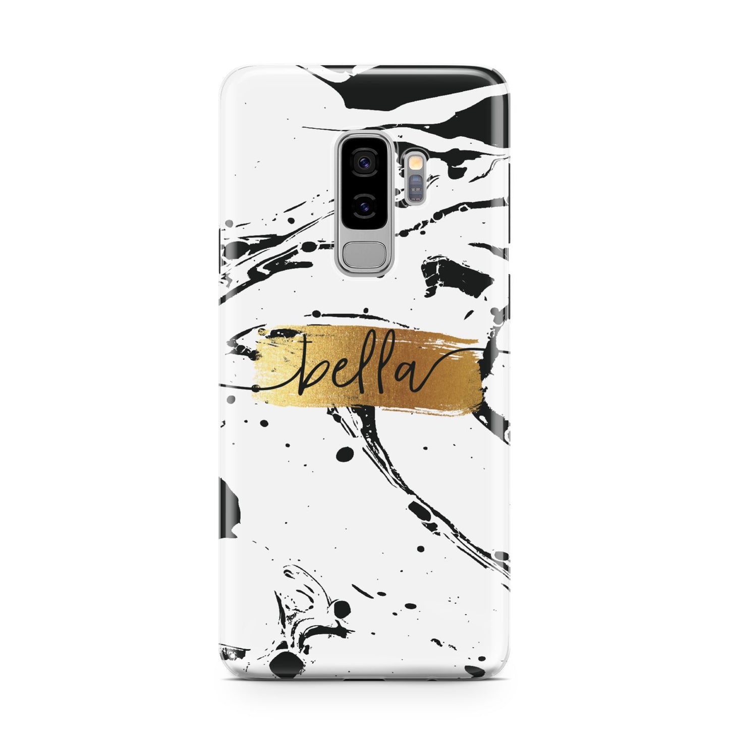 Personalised White Gold Swirl Marble Samsung Galaxy S9 Plus Case on Silver phone
