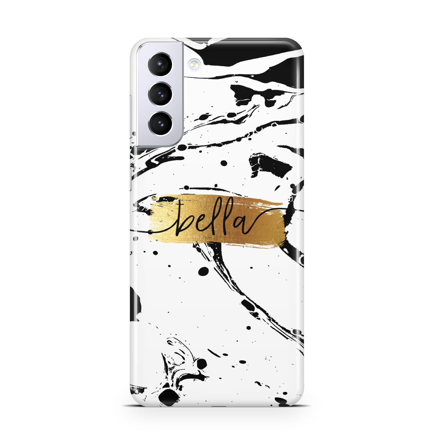 Personalised White Gold Swirl Marble Samsung S21 Plus Case