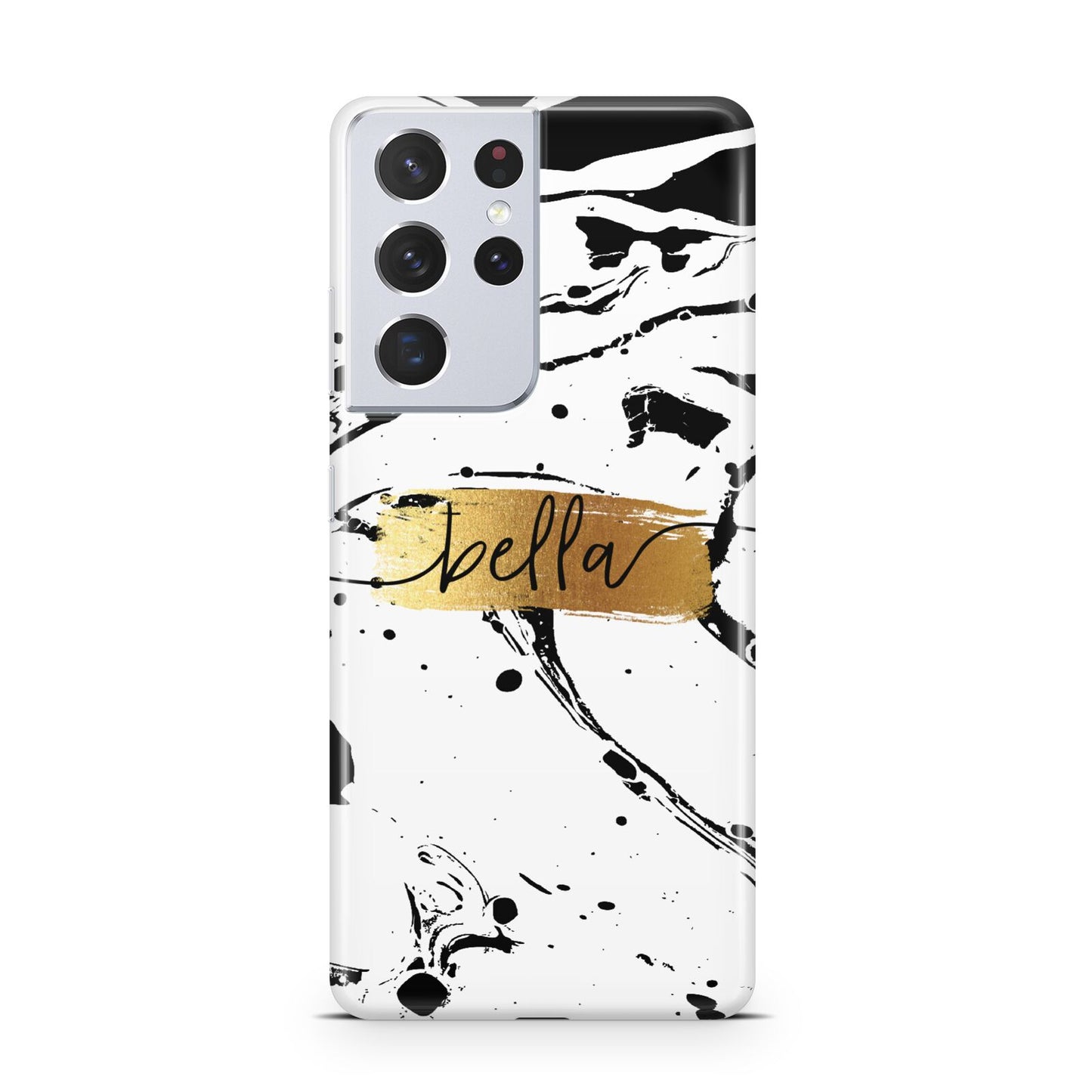 Personalised White Gold Swirl Marble Samsung S21 Ultra Case