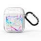 Personalised White Holographic Marble Initials AirPods Glitter Case