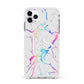 Personalised White Holographic Marble Initials Apple iPhone 11 Pro Max in Silver with White Impact Case