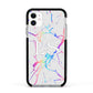 Personalised White Holographic Marble Initials Apple iPhone 11 in White with Black Impact Case