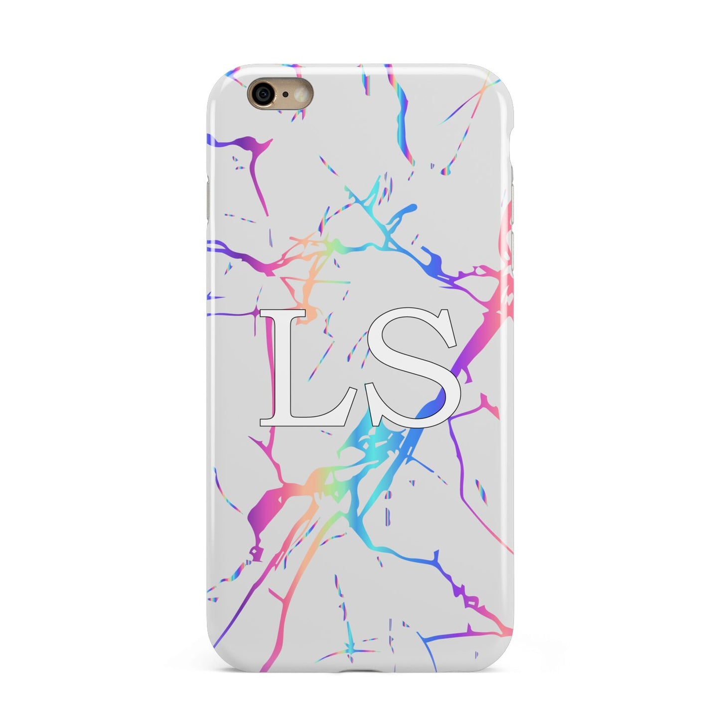 Personalised White Holographic Marble Initials Apple iPhone 6 Plus 3D Tough Case