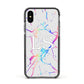 Personalised White Holographic Marble Initials Apple iPhone Xs Impact Case Black Edge on Black Phone