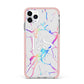 Personalised White Holographic Marble Initials iPhone 11 Pro Max Impact Pink Edge Case