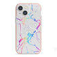 Personalised White Holographic Marble Initials iPhone 13 Mini TPU Impact Case with Pink Edges