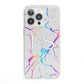 Personalised White Holographic Marble Initials iPhone 13 Pro Clear Bumper Case