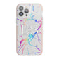Personalised White Holographic Marble Initials iPhone 13 Pro Max TPU Impact Case with Pink Edges