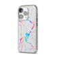 Personalised White Holographic Marble Initials iPhone 14 Pro Glitter Tough Case Silver Angled Image
