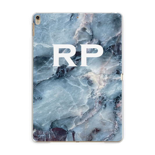 Personalised White Initials Marble Apple iPad Gold Case