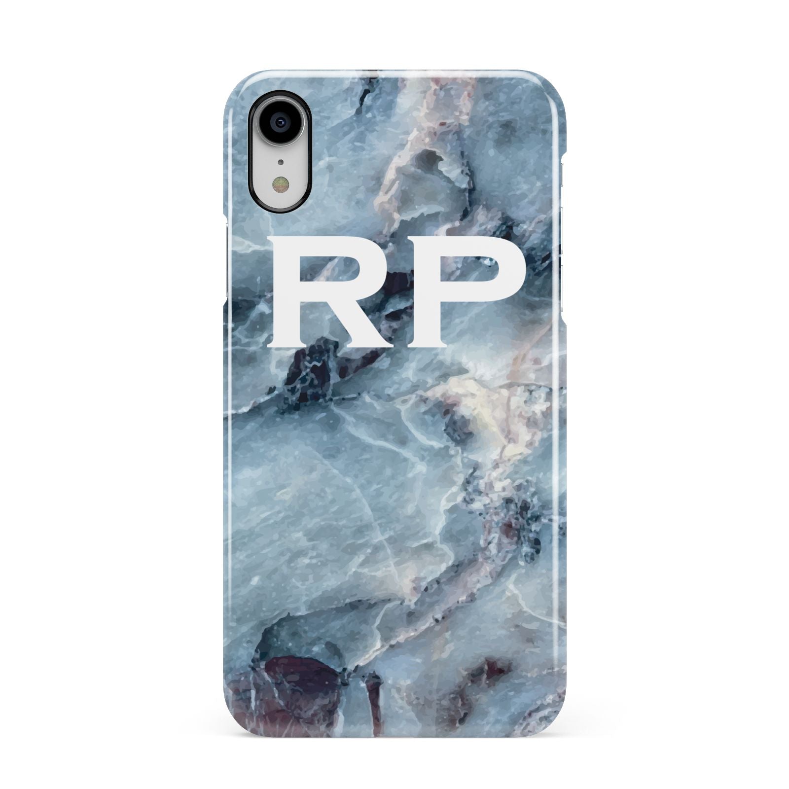 Personalised White Initials Marble Apple iPhone XR White 3D Snap Case