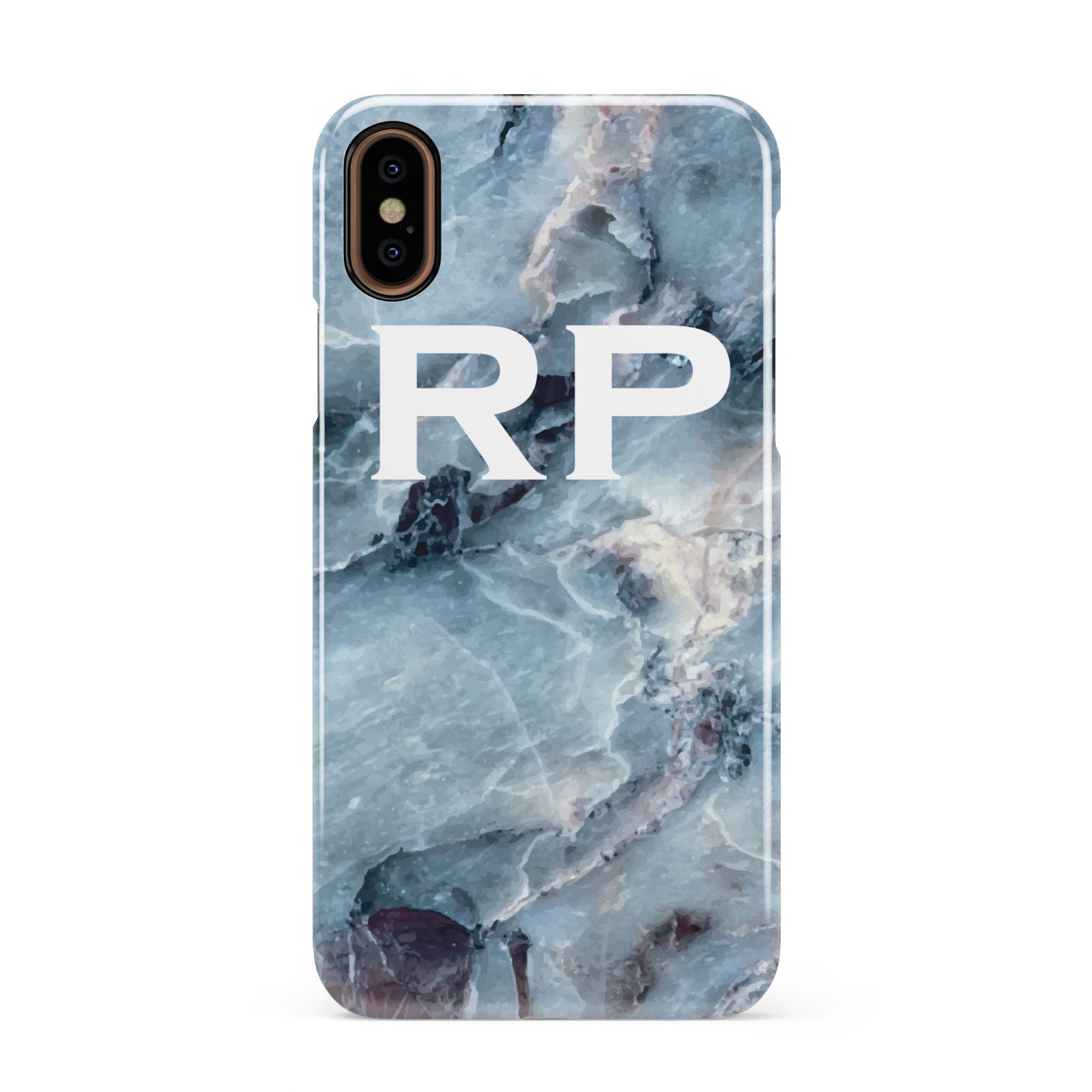 Personalised White Initials Marble Apple iPhone XS 3D Snap Case