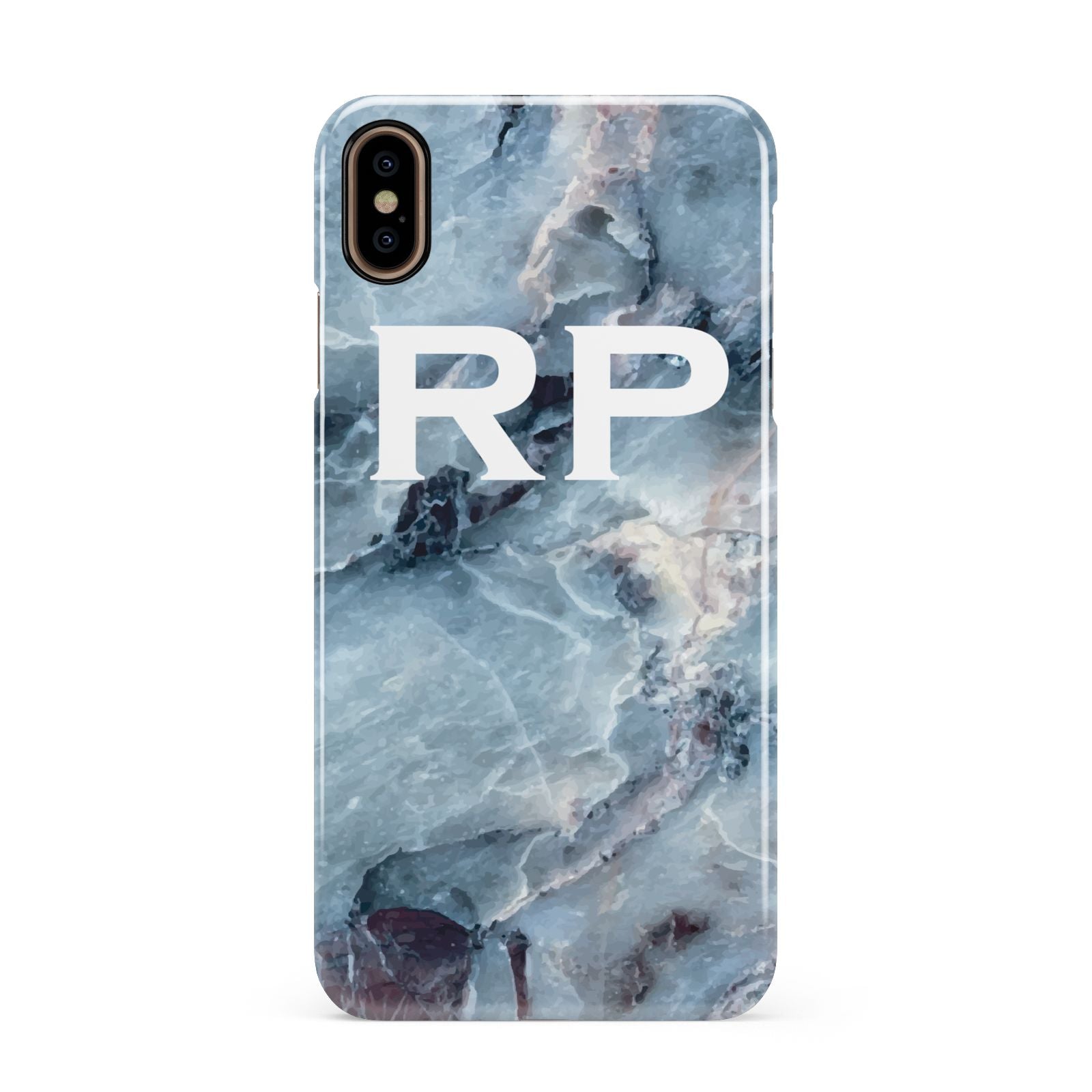 Personalised White Initials Marble Apple iPhone Xs Max 3D Snap Case