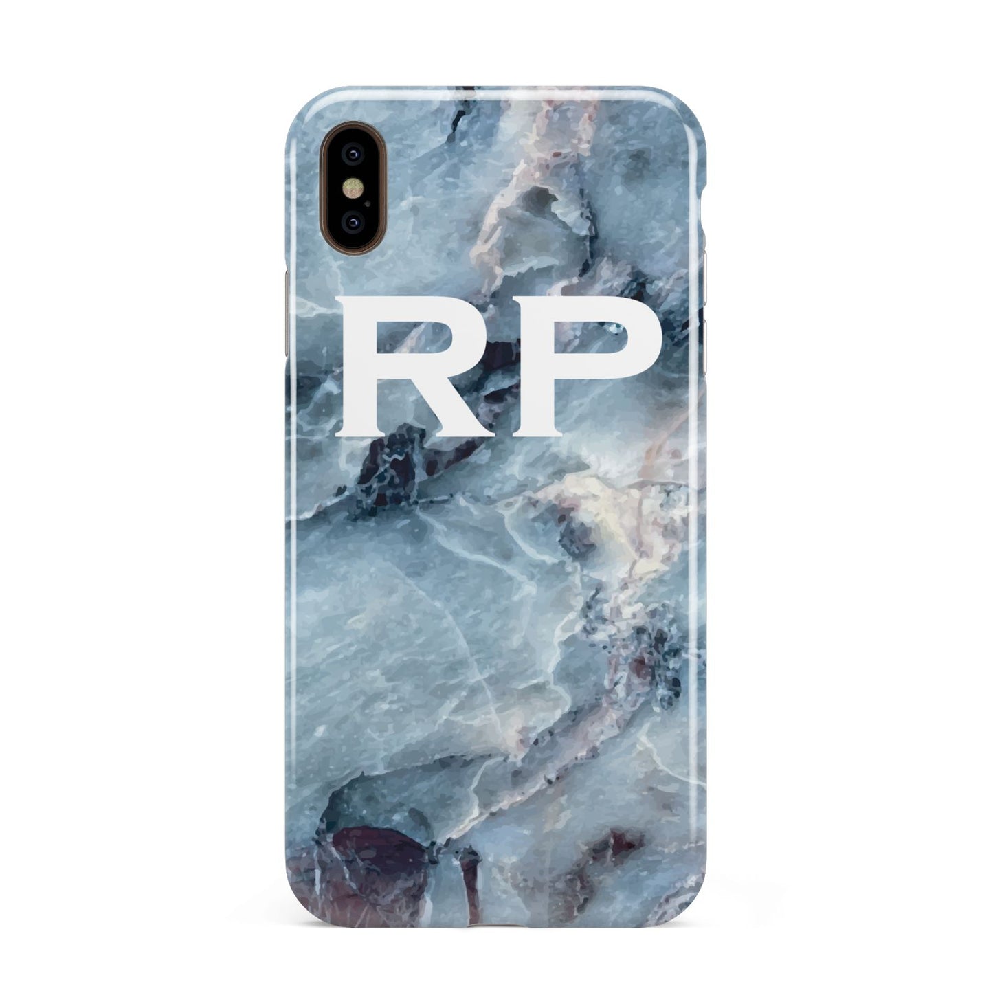 Personalised White Initials Marble Apple iPhone Xs Max 3D Tough Case