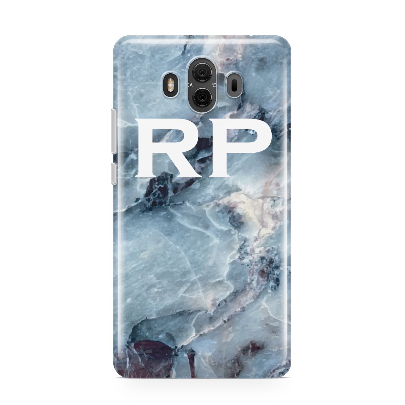 Personalised White Initials Marble Huawei Mate 10 Protective Phone Case